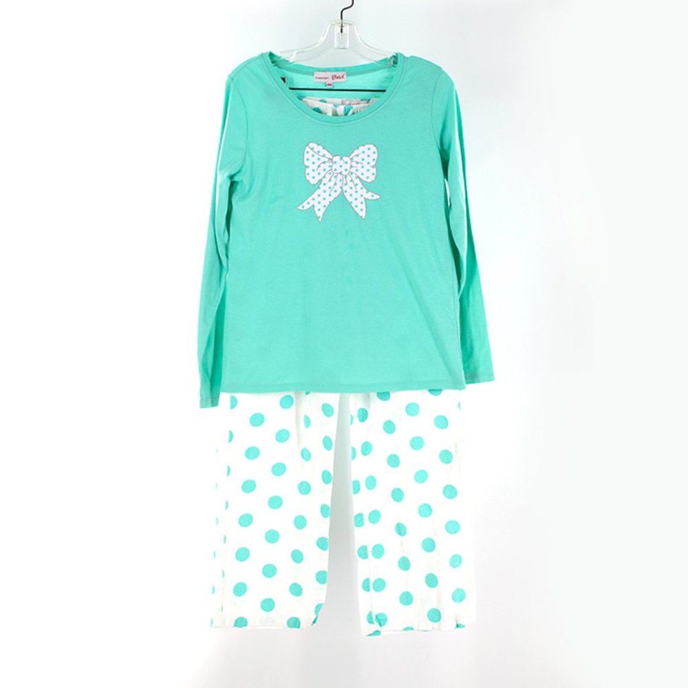 Ladies Breakfast in Bed Mint Green Polka Dot PJ"S
